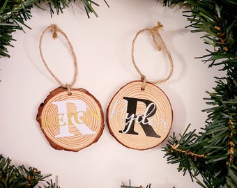 Personalized Christmas Ornament - Rustic Wood ornament - Custom Wood Ornament