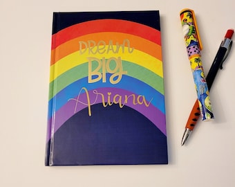 Custom rainbow journal - Personalized notebook - Personalized travel journal