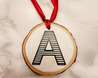 Personalized Christmas Ornament - Rustic Wood ornament - Custom Initial Ornament