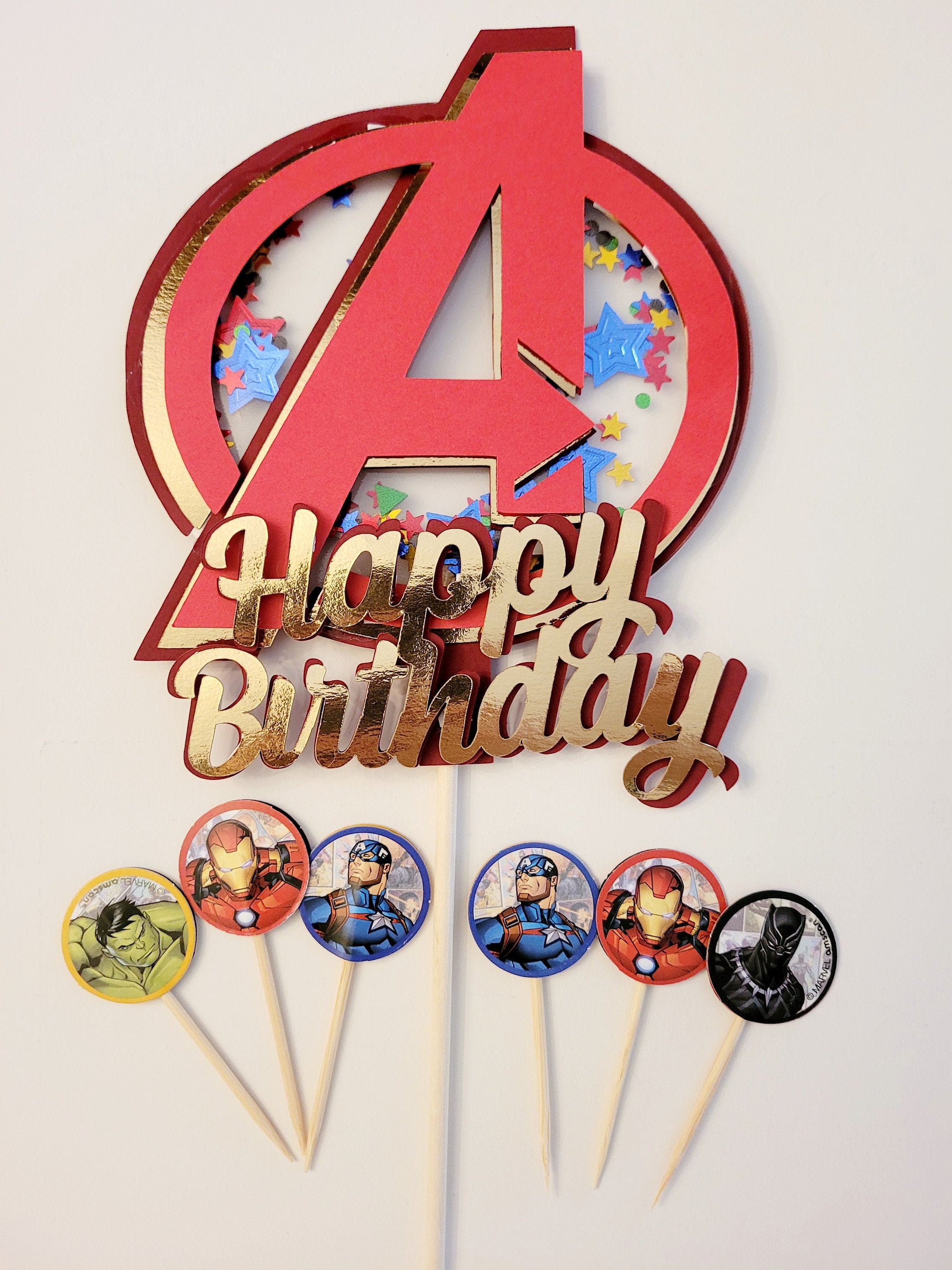 Avengers cake topper Marvel cake topper Avengers cupcake Etsy