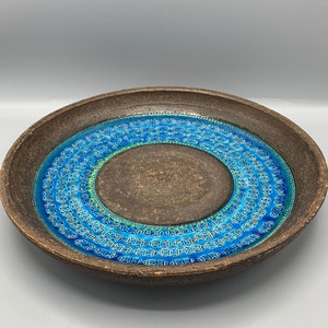 XXL Ceramic Bowl/Plate, Nuovo Rinascimento, Bitossi Rimini blue like, MCM, 60’s, Italy