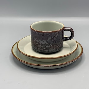 Stoneware Trio Set ‘Thule’ by Desiree - teacup, saucer and dessert plate, Danish Design from 1960’s