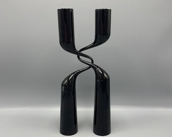 A Pair of Black ‘Tango’  Candlesticks / Candle holders by Mikaela Dörfel for Menu, Danmark, 2010.