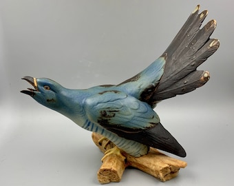 Danish Art Stoneware by Dahl Jensen, Large Cuckoo bird  figurine, for Bing & Grondahl . No. 1770, signed and collectible
