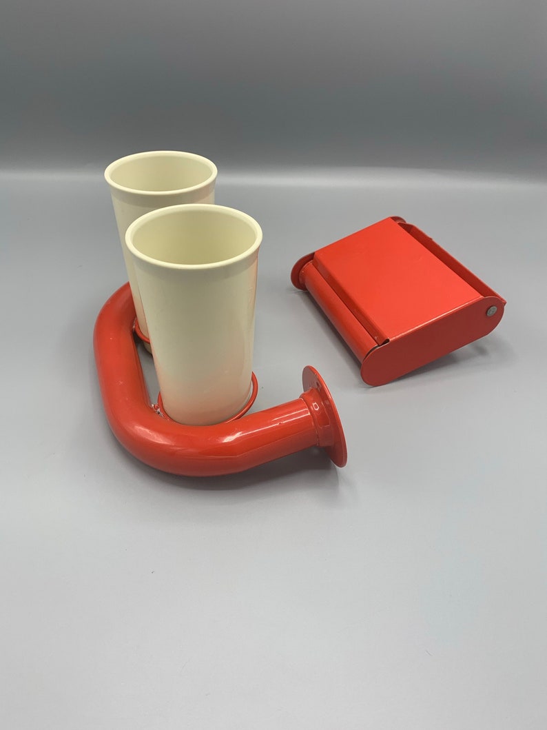 Vintage Bathroom Set, Paper Holder, Toothbrush Holder With Tupperware
