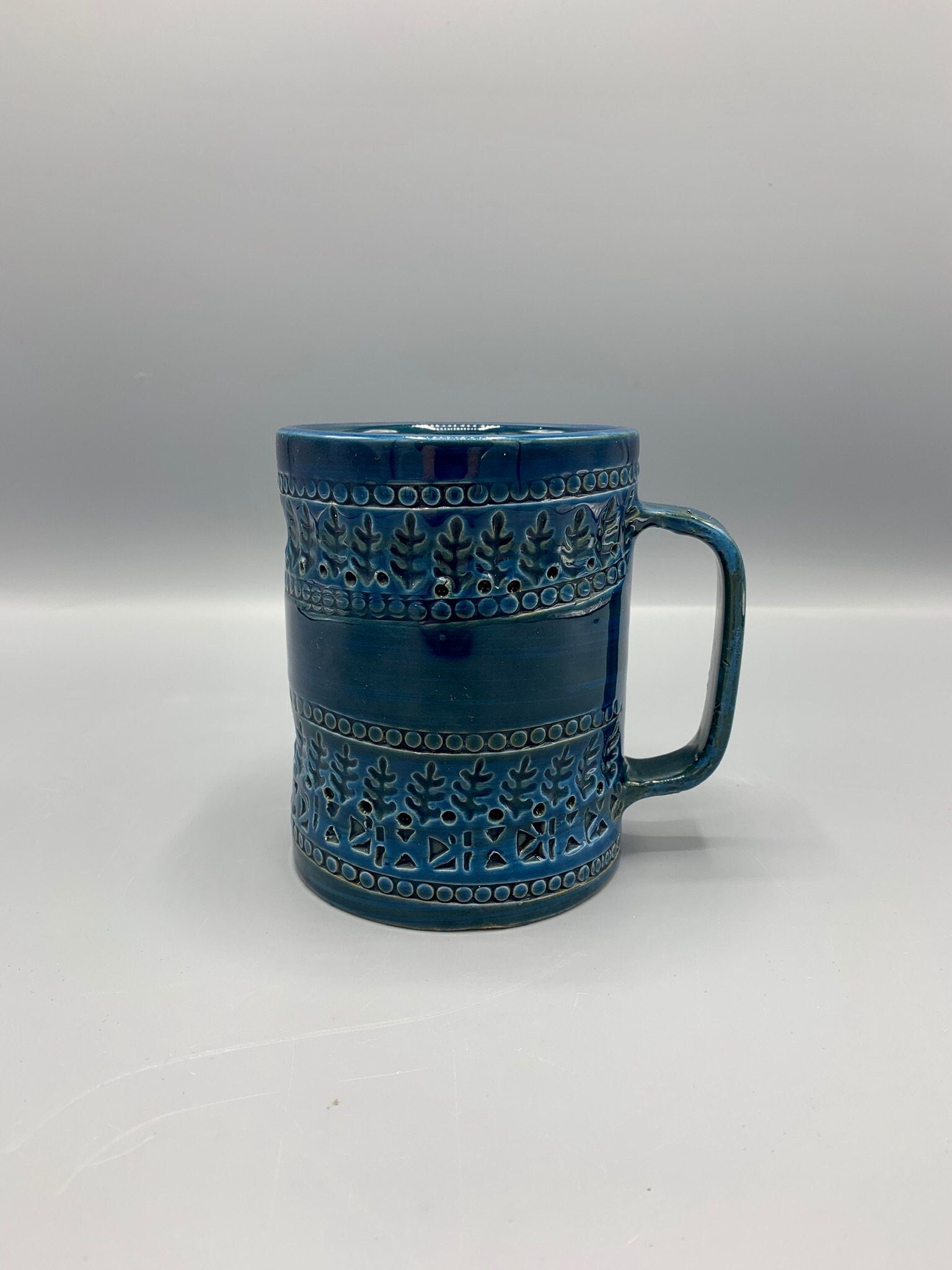 Bitossi Ceramic Mug by Aldo Londi, Zingo Pattern. Italy Bitossi Ceramic Mug by Aldo Londi, Zingo Pattern. Italy