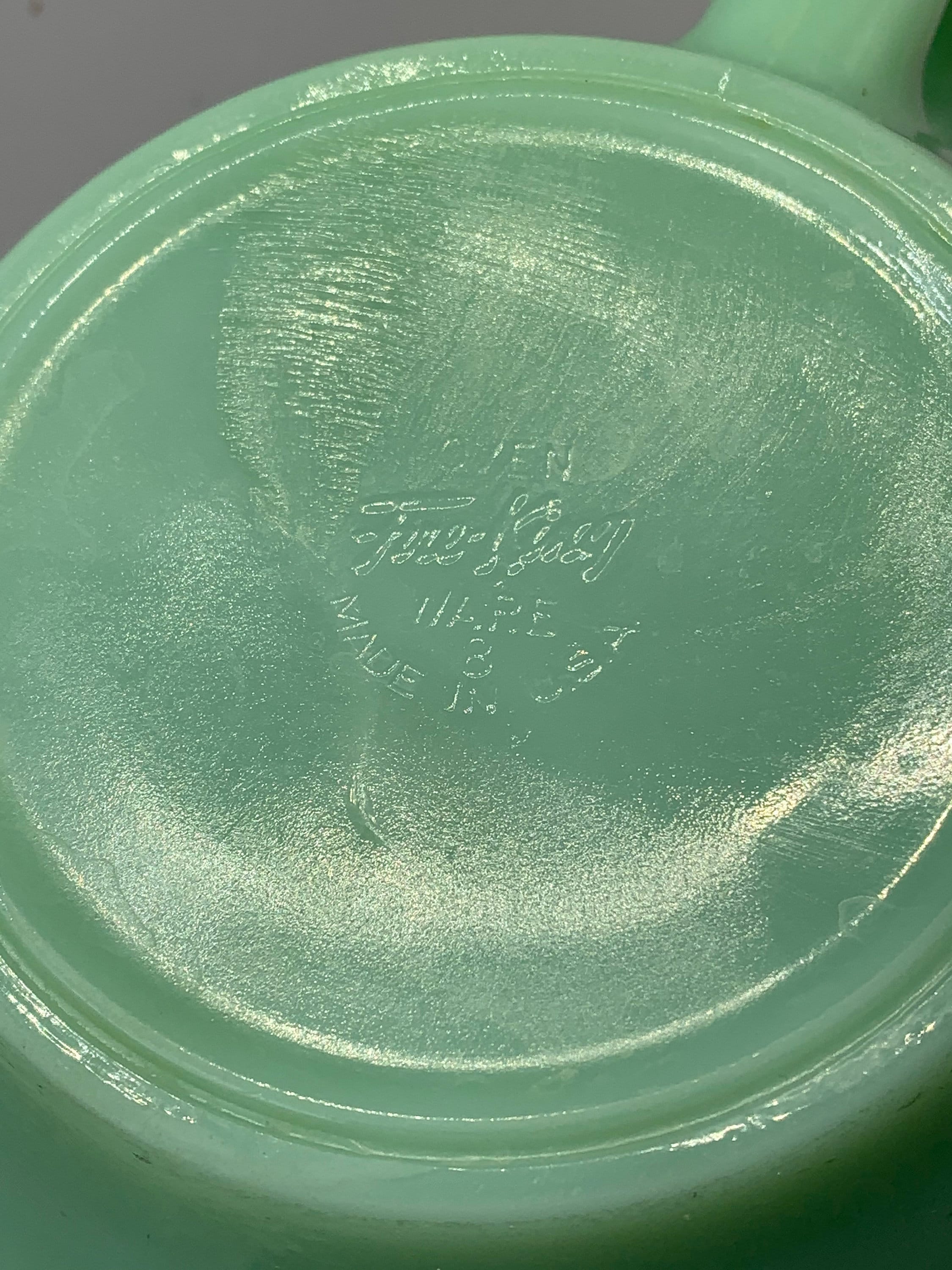 Fire King Jadeite Glass Batter Bowl With Handle and Spout Etsy