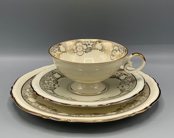 Bavaria Schirnding Art Deco Porcelain Trio Set - Cup, Saucer and Dessert plate, 1950’s, Germany