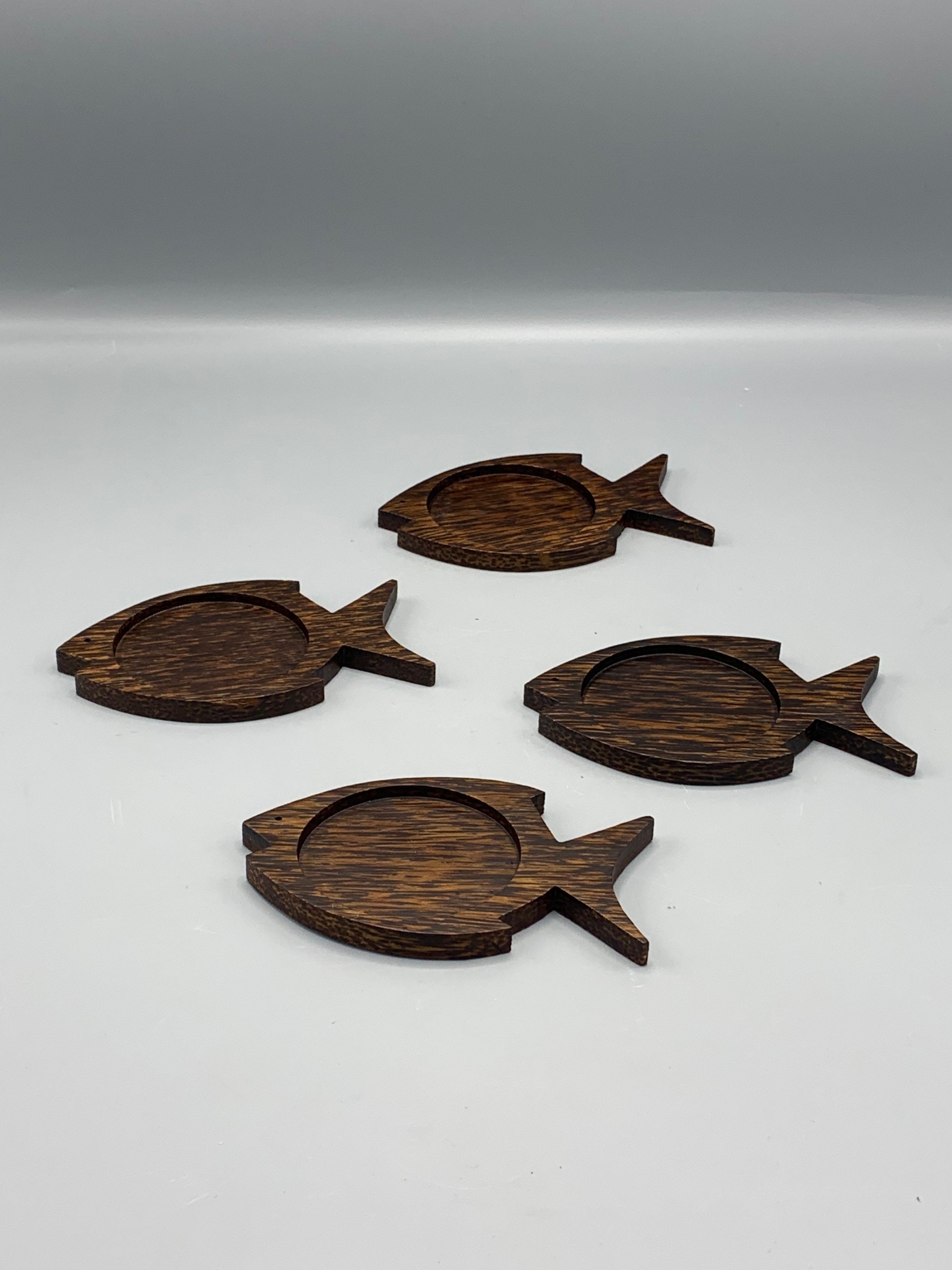 Four (4) Vintage Fish Shaped Coasters in Hardwood, MCM, 1960’s - Etsy