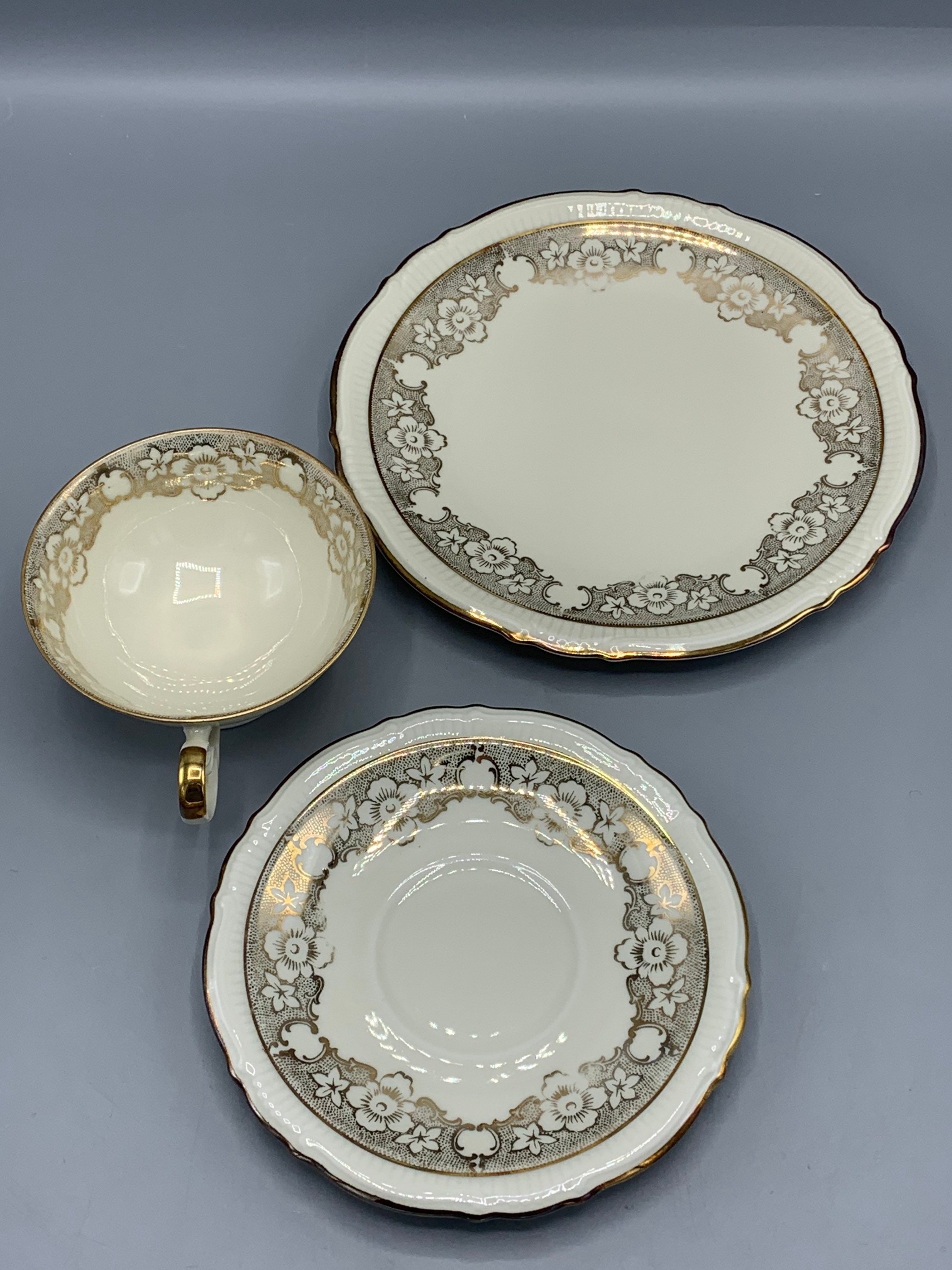 Bavaria Schirnding Art Deco Porcelain Trio Set - Cup, Saucer Bavaria Schirnding Art Deco Porcelain Trio Set - Cup, Saucer