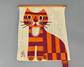 Children’s Wall Hanging ‘Cat’ with Height Growth Measurement - Sødahl, Danish design, 1970’s