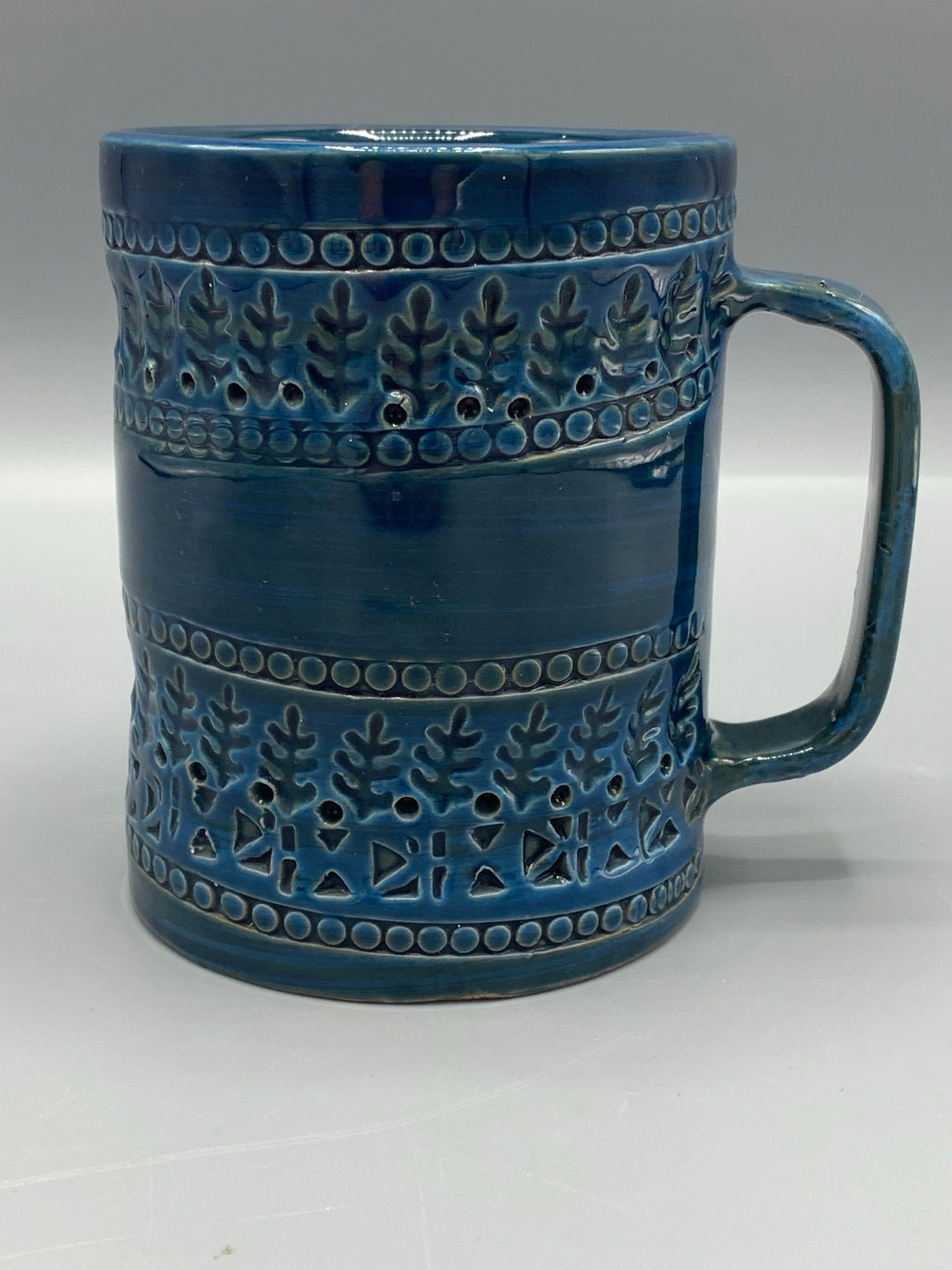 Bitossi Ceramic Mug by Aldo Londi, Zingo Pattern. Italy Bitossi Ceramic Mug by Aldo Londi, Zingo Pattern. Italy