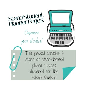 Printable Steno Student Planner Pages, Court reporter, Captioner, Steno School, Steno Workbook