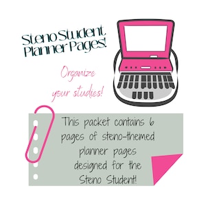 Printable Steno Student Planner Pages, Court reporter, Captioner, Steno School, Steno Workbook