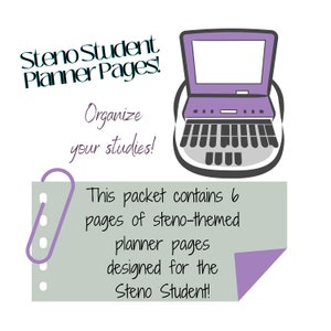 Printable Steno Student Planner Pages, Court reporter, Captioner, Steno School, Steno Workbook