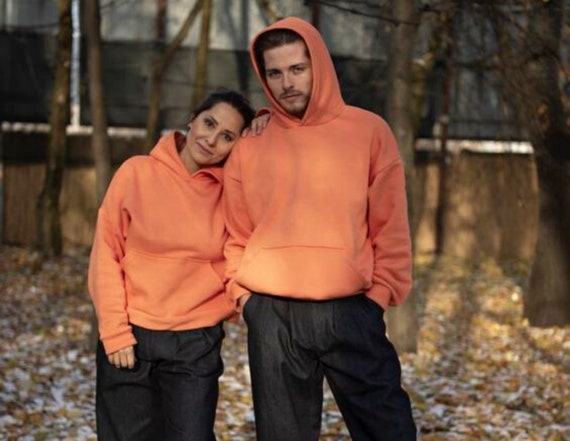 Gender Neutral Orange Sweatshirt Hoodie, Unisex Hoodie With Kangaroo Pocket,  Homewear Sweatshirt, Loungewear Clothes, Skater/agijensendesign - Etsy