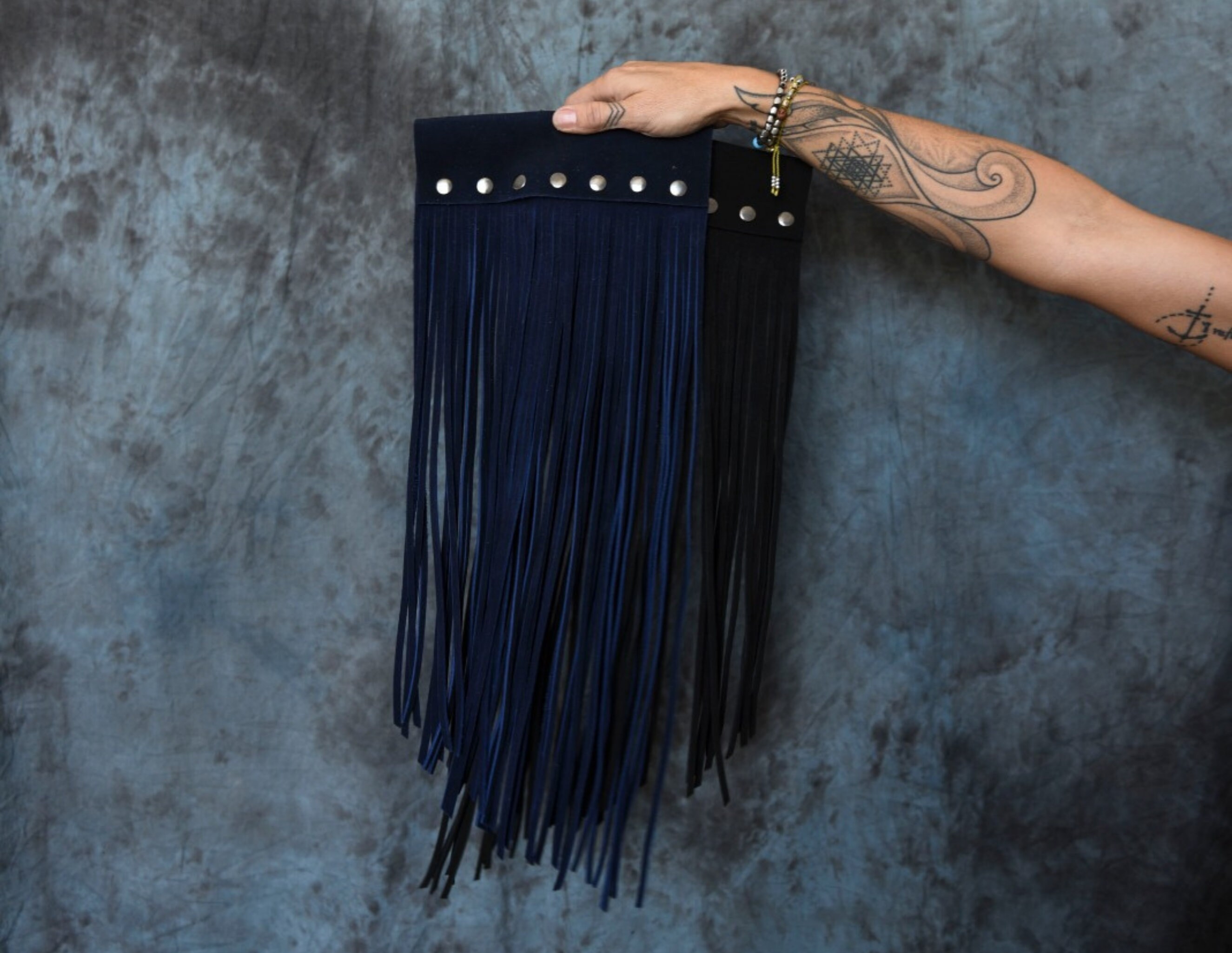 Leather Suede Fringe Belt Accessories Navy Blue Cosplay - Etsy