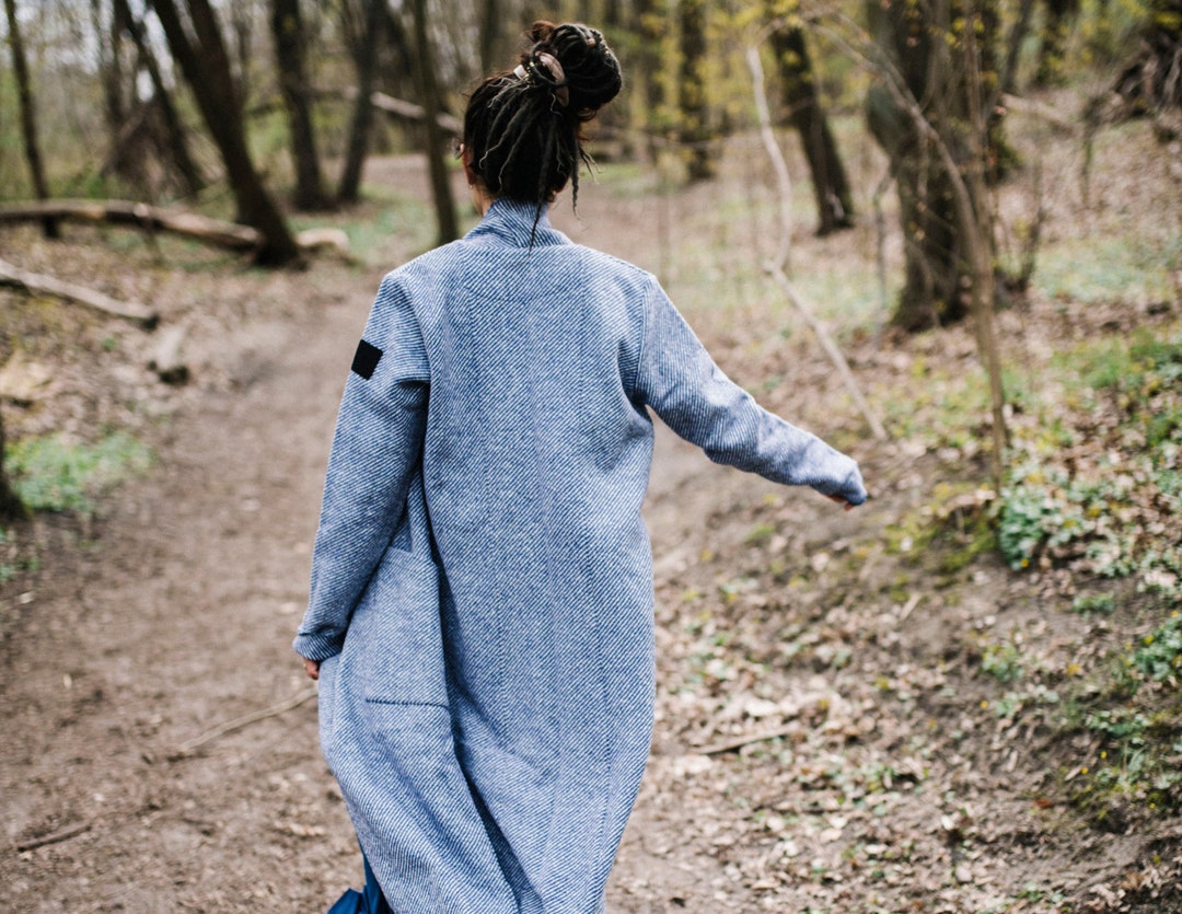 Blue belted coat 2025