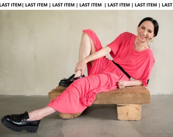 Effortless summer: Minimalist pull-on maxi dress in vibrant Pink viscose (Spring & Summer) | Short sleeve dress