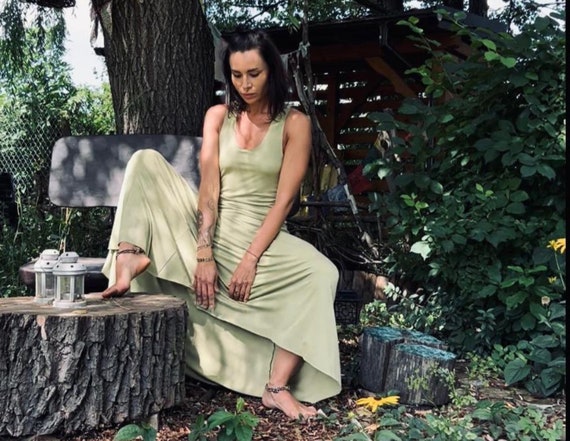 Pistachio Maxi Dress for Women Spring Tank Dress Long Sun Dress