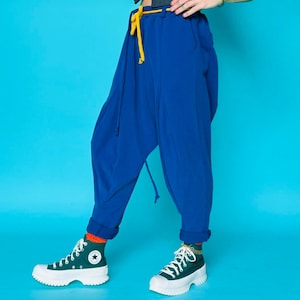 Indigo blue harem sweatpants - Low crotch sweatpants with elastic waist - Baggy youth blue sweatpants - Limited edition