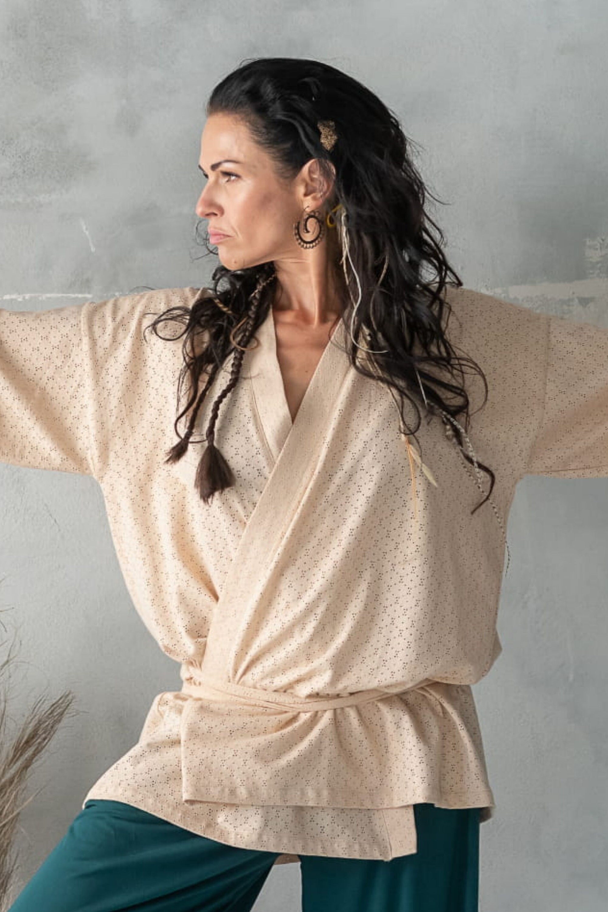 Cotton Lace Short Kimono Robe for Women 
