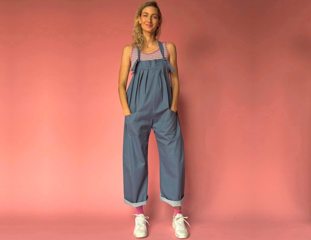 Jewel Cotton Wide-Legged Overall Dungarees(USA ONLY)