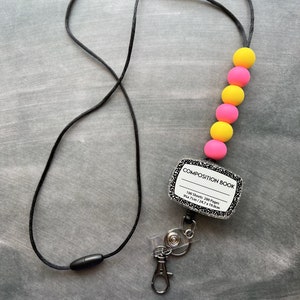 Composition Book Retractable Reel Lanyard/Personalized Teacher Lanyard/Teacher ID Lanyard/Paraprofessional/Teacher Gifts/Back to School