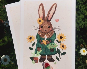 Sunflower Garden Bunny Mini Print