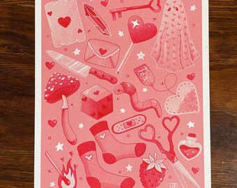 Hot Pink Valentines Day Art Print