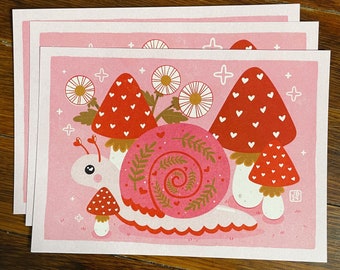 Pink Snail Mini Print