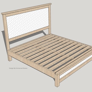 Schets van kingsize bedframe met afmetingen
