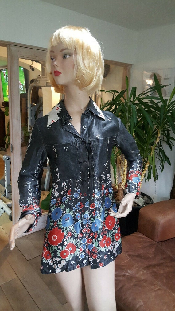 Ossie Clark vintage (1966) shirt size 8, grey+flor