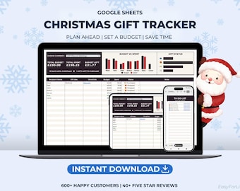 Christmas Gifts Tracker Spreadsheet | Google Sheets Template | Christmas Budget | Holiday Planner