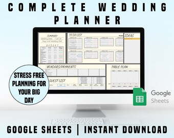 Wedding Planner Template: Budget, Guest List, Table Plan (Google Sheets, Digital Download)