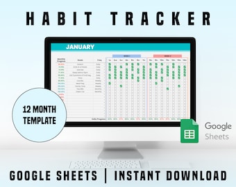 Wellness Habit Tracker: Google Sheets Template (Digital Download)