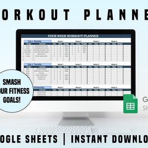 Workout Planner Spreadsheet | Google Sheets Template | Personalise Your Plan & Meet Your Exercise/Gym Goals