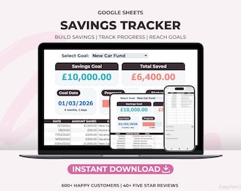 Savings Goal Tracker: Google Sheets Budget Planner (Digital Download)
