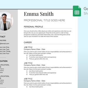 Clean Resume/CV Template For Google Docs | Creative Resume/CV With Photo | Professional Cover Letter Template | Instant Download