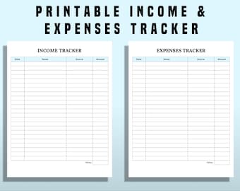 Monthly Income & Expenses Tracker Printable (A4, A5, US Letter) (Digital Download)