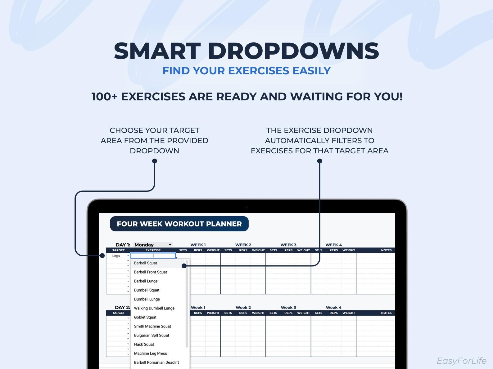 Workout Planner Spreadsheet | Google Sheets Template | Personalise Your ...