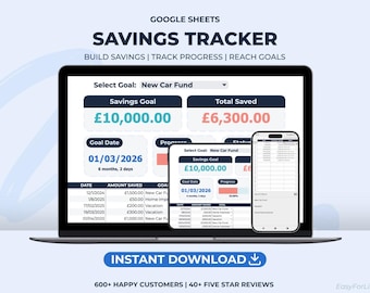 Savings Goal Tracker: Google Sheets Budget Planner (Digital Download)