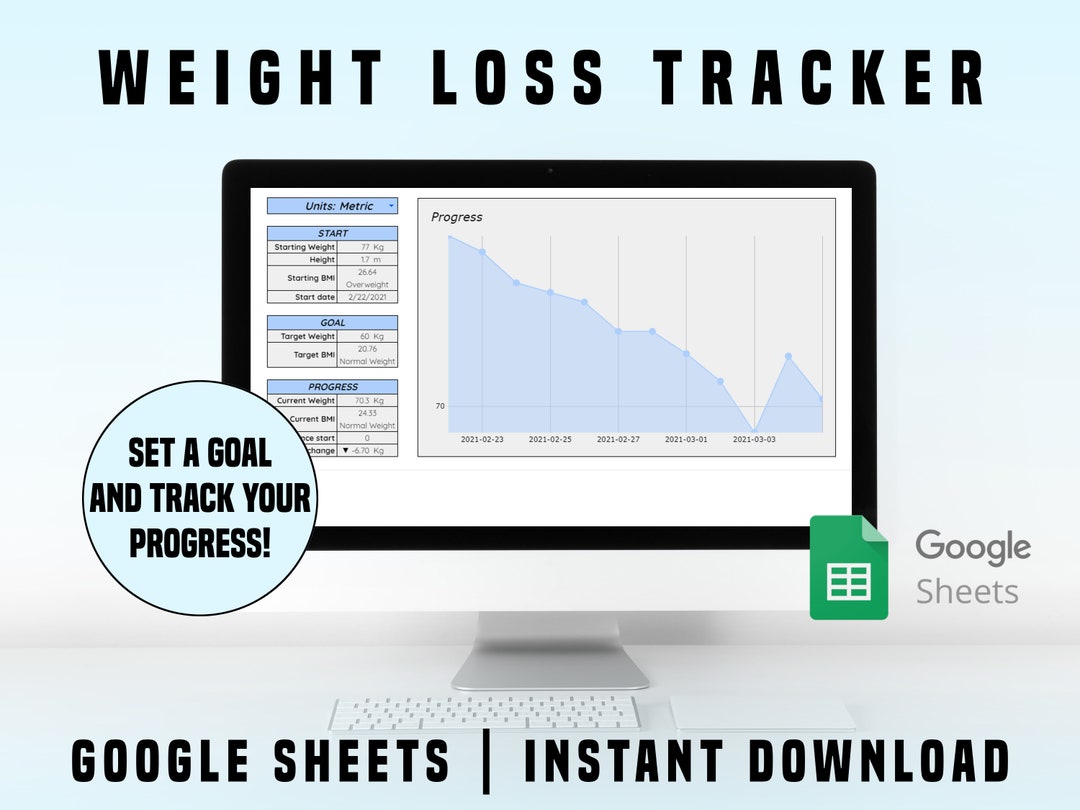 Weight Loss Tracker Spreadsheet Google Sheets Digital Download Diet
