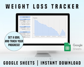 Weight Loss Tracker Spreadsheet | Google Sheets Digital Download | Diet & Exercise Goals