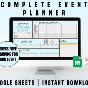 Complete Event Budget and Planning Template | Google Sheets Spreadsheet | Budget, Guest List, Table Plan