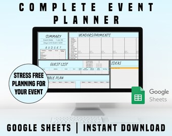 Complete Event Budget and Planning Template | Google Sheets Spreadsheet | Budget, Guest List, Table Plan