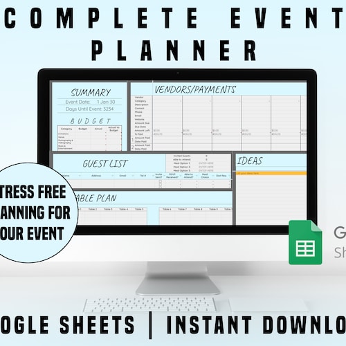 Event Planning Google Sheets Spreadsheet Party Planner - Etsy