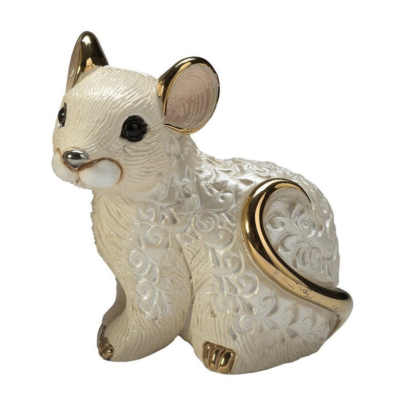 De Rosa Handcrafted Ceramic Figurine Baby White Mouse