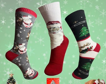 Christmas Socks | New Year Socks | Turkish Cotton | Premium Cotton | Women's Socks  | Holiday Socks | Fun Socks | Trendy Socks (Pack of 3)