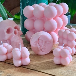 Pink La Luna Moon, 3 Mini Cube, Regular Cube, Supersize Cube, Skull, Hand-made Pink Candles Over 70 Fragrances Free UK Post